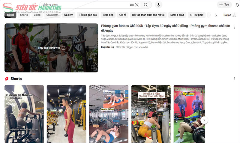 Chạy quảng cáo phòng gym trên Youtube Chạy quảng cáo phòng gym trên Youtube