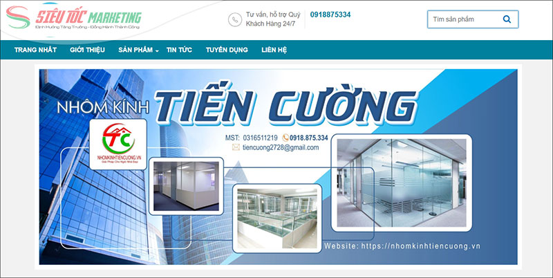 Giao diện website nhôm kính chuyên nghiệp Giao diện website nhôm kính chuyên nghiệp