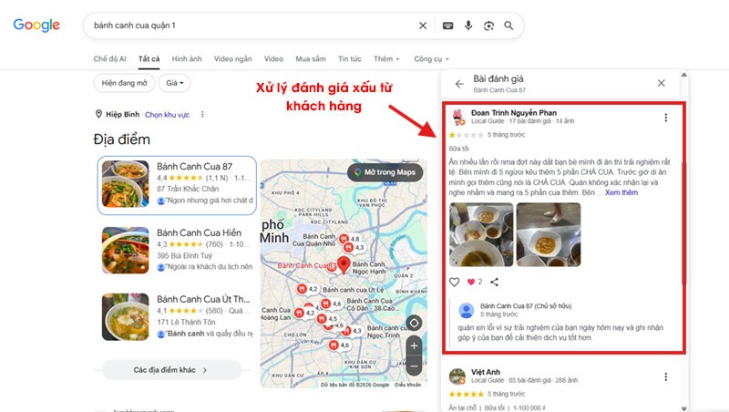Xử lý review tiêu cực chuyên nghiệp