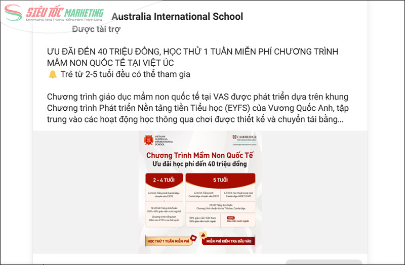Quảng cáo Facebook tiếp cận phụ huynh nhanh chóng Quảng cáo Facebook tiếp cận phụ huynh nhanh chóng