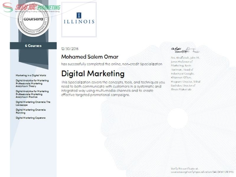 Chứng chỉ marketing hợp tác với Đại học Illinois trên Coursera