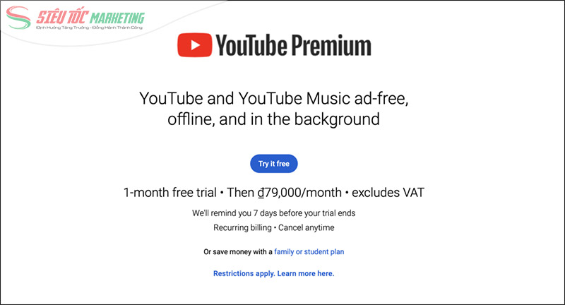 Gói dùng thử Youtube Gói dùng thử Youtube
